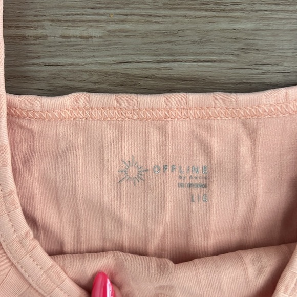 Aerie OFFLINE Peach Ribbed Crop Top - Picture 2 of 3